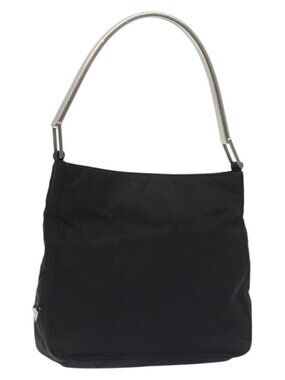 PRADA Shoulder Bag Nylon Black Silver Auth 129067